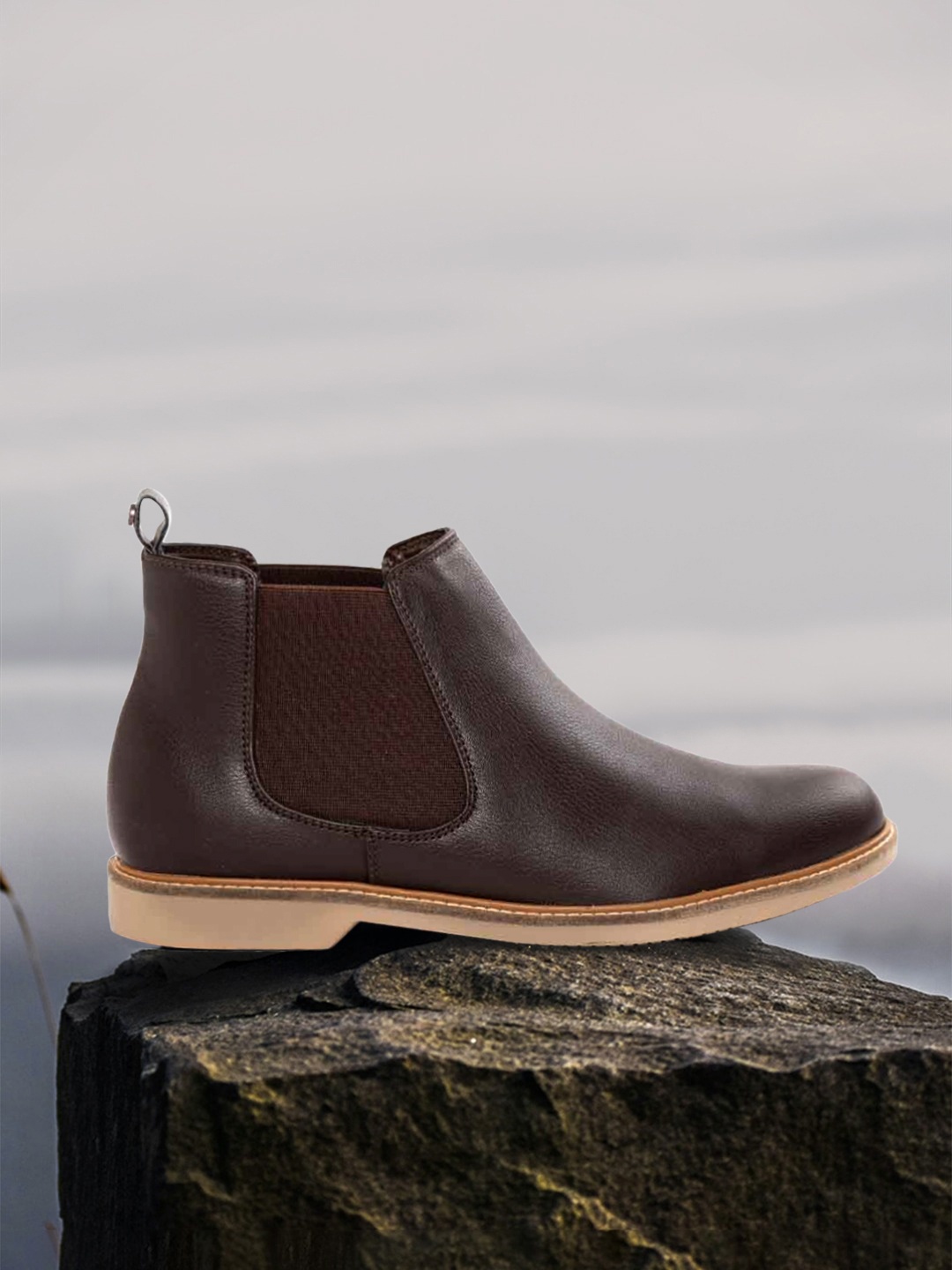 Wrogn Men Coffee Brown Solid Chelsea Boots