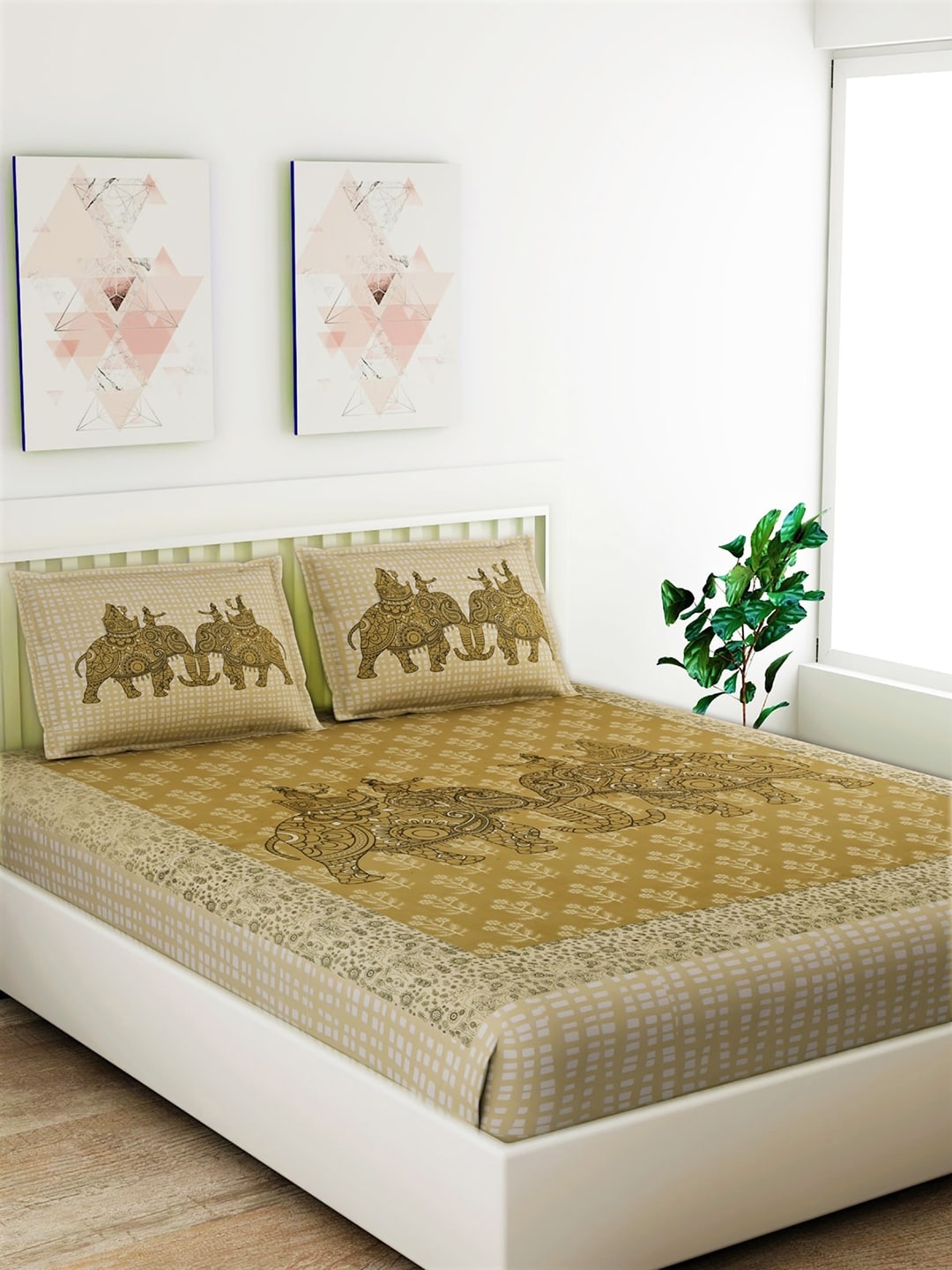 Salona Bichona Beige Ethnic Motifs 120 TC Cotton 1 King Bedsheet with 2 Pillow Covers
Salona Bichona Beige Ethnic Motifs 120 TC Cotton 1 King Bedsheet with 2 Pillow Covers