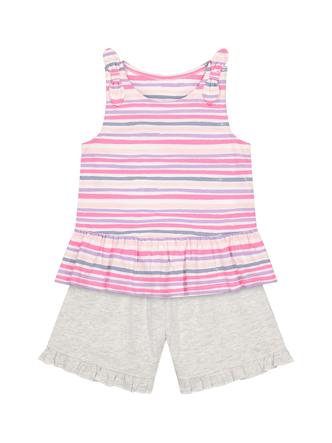 mothercare Infant Girl Set of Pure Cotton Multi-Coloured Striped Top & Grey Solid Shorts
mothercare Infant Girl Set of Pure Cotton Multi-Coloured Striped Top & Grey Solid Shorts