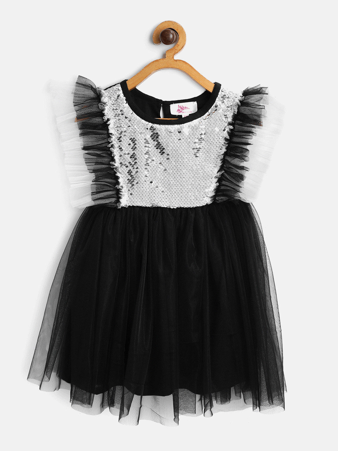 Bella Moda Girls Black & White Colourblocked Flip Sequinned Fit & Flare Dress with Tie-Ups
Bella Moda Girls Black & White Colourblocked Flip Sequinned Fit & Flare Dress with Tie-Ups