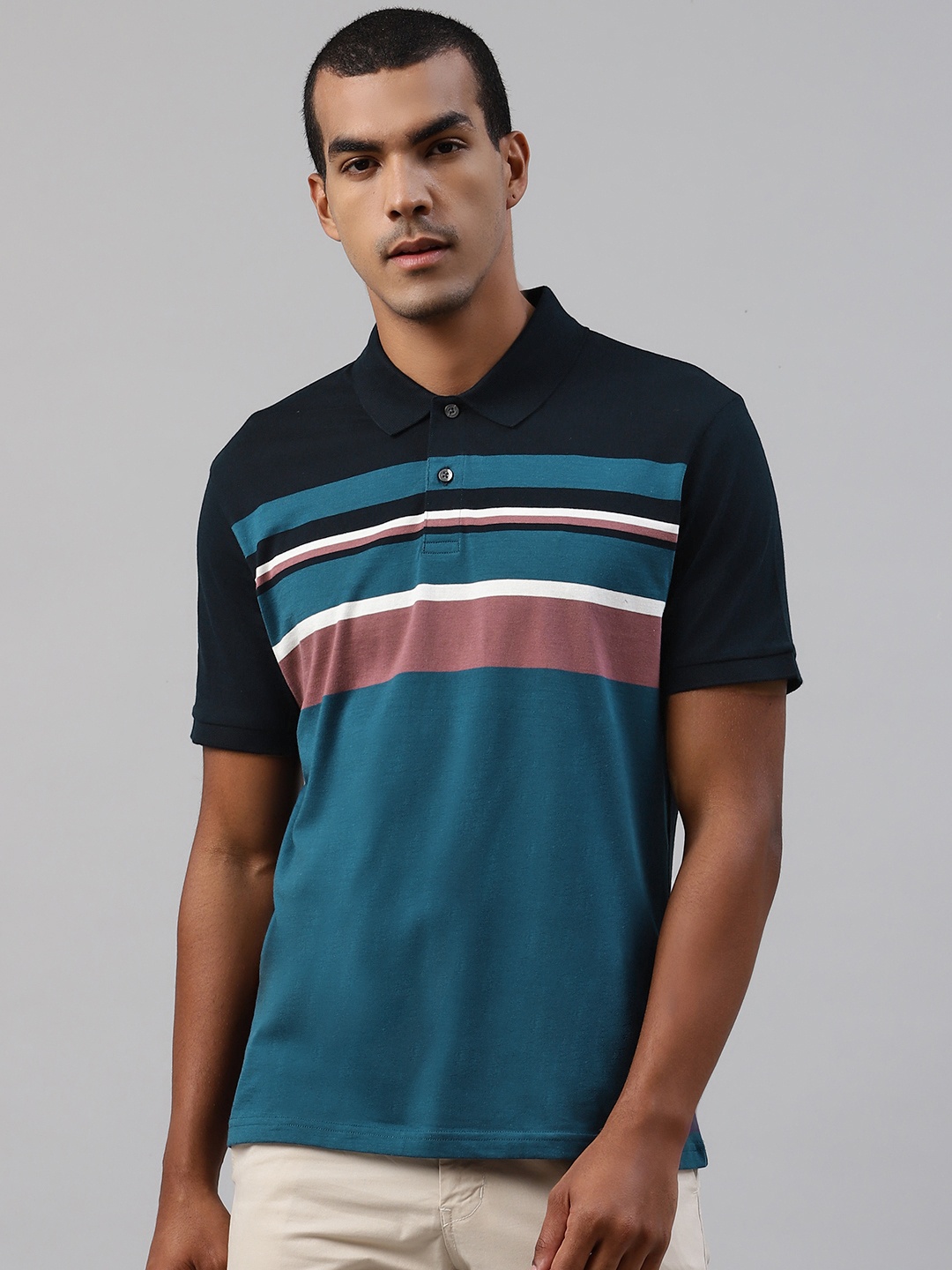 Marks Spencer Men Blue Mauve Striped Pure Cotton Polo Collar Pure Cotton T-shirt
Marks Spencer Men Blue Mauve Striped Pure Cotton Polo Collar Pure Cotton T-shirt