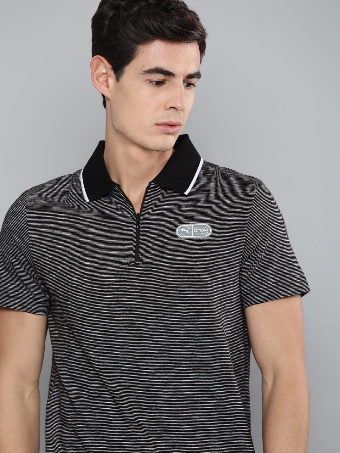 one8 x PUMA Men Self-Striped VK Jacquard Knit Polo Collar Pure Cotton Slim Fit T-shirt, Black
one8 x PUMA Men Self-Striped VK Jacquard Knit Polo Collar Pure Cotton Slim Fit T-shirt, Black