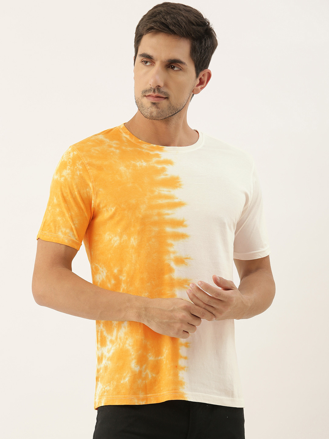 Urbano Fashion Men White Mustard Yellow Dyed Round Neck Pure Cotton T-shirt
Urbano Fashion Men White Mustard Yellow Dyed Round Neck Pure Cotton T-shirt