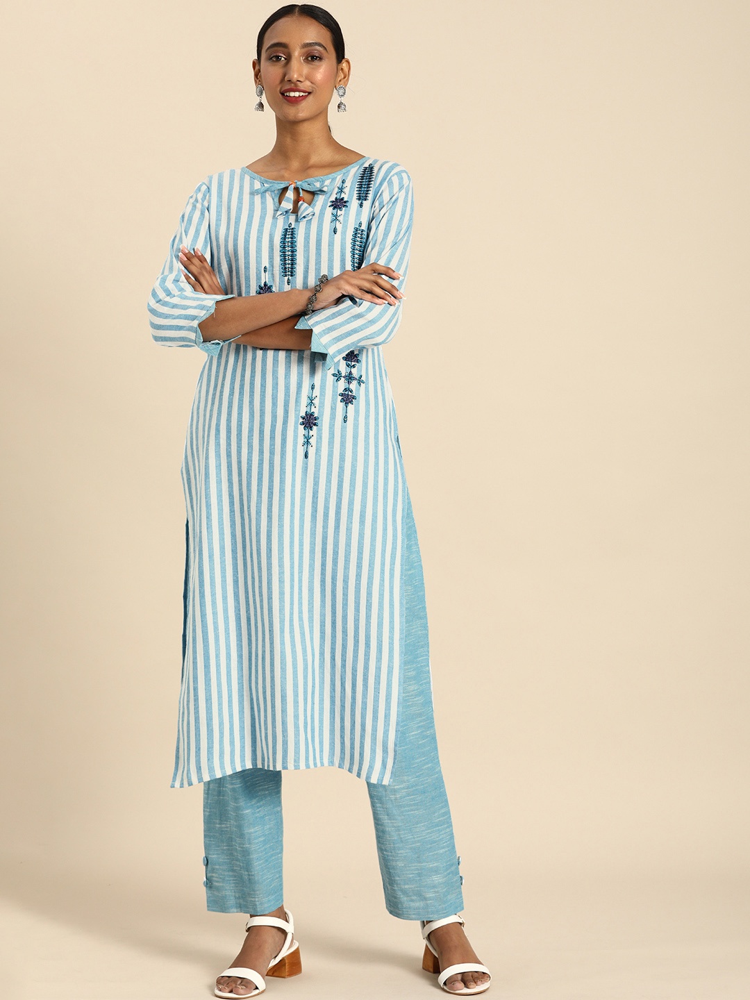 Rajnandini Women White Embroidered Regular Thread Work Pure Cotton Kurta with Trousers
Rajnandini Women White Embroidered Regular Thread Work Pure Cotton Kurta with Trousers
