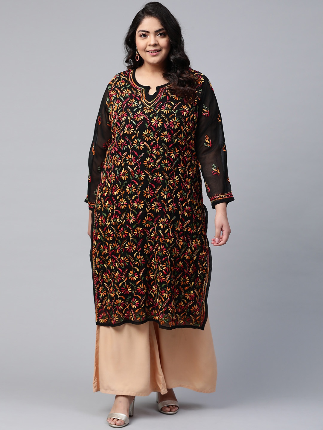 ADA Plus Size Women Black & Yellow Chikankari Hand Embroidered Straight Handloom Kurta With Slip
ADA Plus Size Women Black & Yellow Chikankari Hand Embroidered Straight Handloom Kurta With Slip