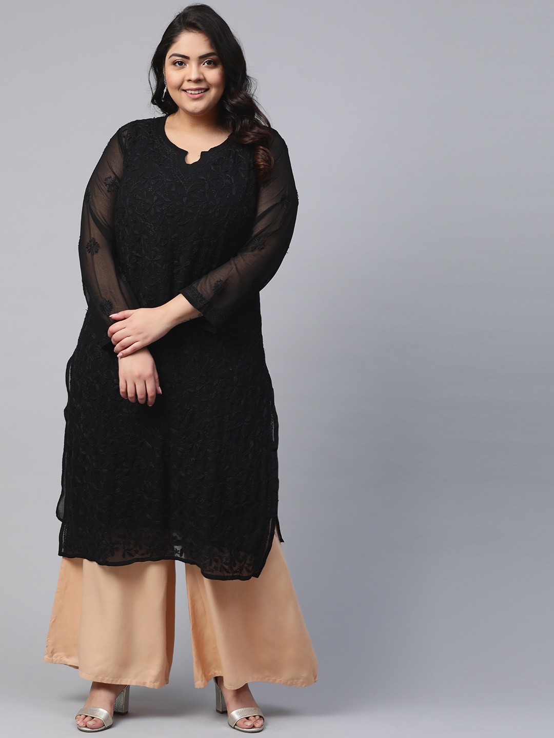 ADA Plus Size Women Black Chikankari Hand Embroidered Straight Handloom Kurta With Slip
ADA Plus Size Women Black Chikankari Hand Embroidered Straight Handloom Kurta With Slip