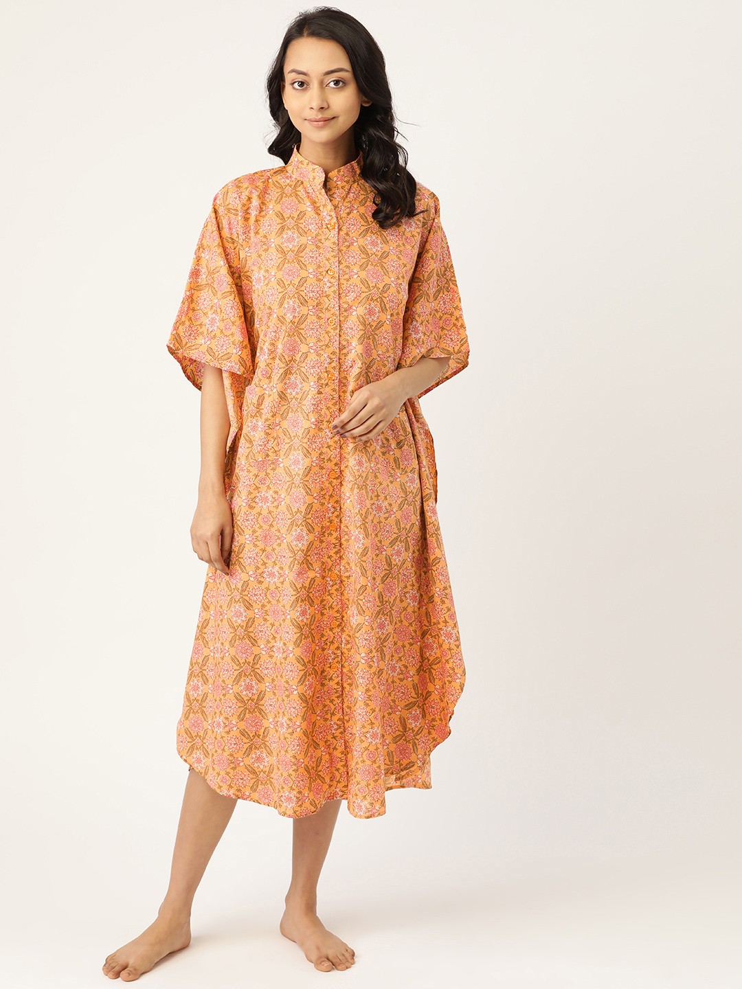 MABISH by Sonal Jain Yellow & Pink Ethnic Motifs Print Pure Cotton Kaftan Nightdress
MABISH by Sonal Jain Yellow & Pink Ethnic Motifs Print Pure Cotton Kaftan Nightdress