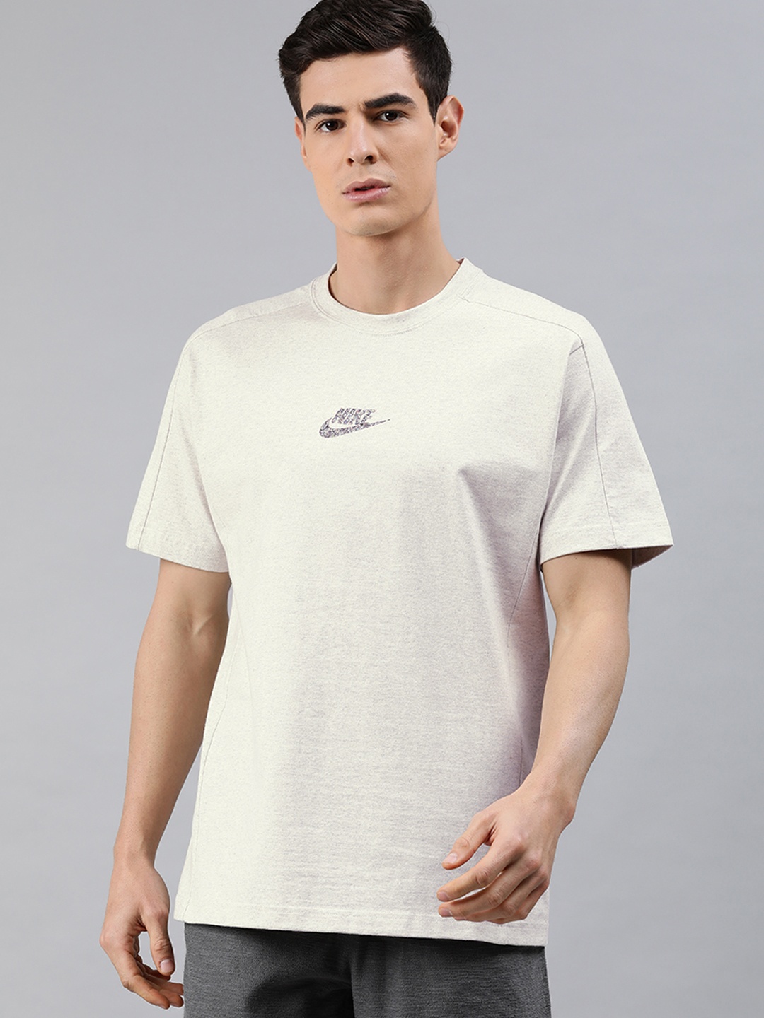 Nike Men White Printed Standard Fit NSW SS JSY TOP REVIVAL Round Neck T-shirt