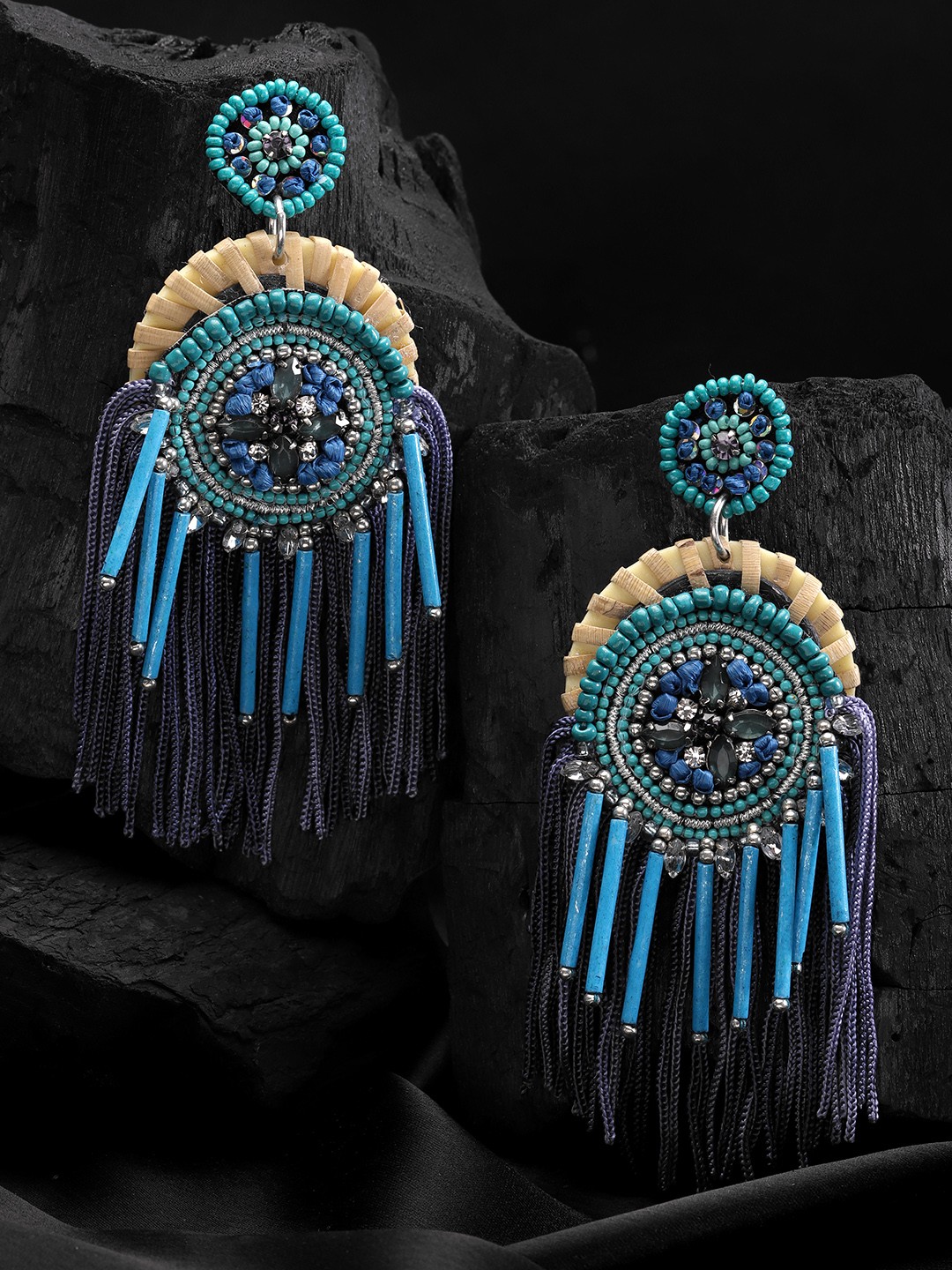 DIVA WALK EXCLUSIVE Blue & Sea Green Beaded & Stone-Studded Handcrafted TassDIVA WALK EXCLUSIVEd Circular Drop Earrings
DIVA WALK EXCLUSIVE Blue & Sea Green Beaded & Stone-Studded Handcrafted TassDIVA WALK EXCLUSIVEd Circular Drop Earrings