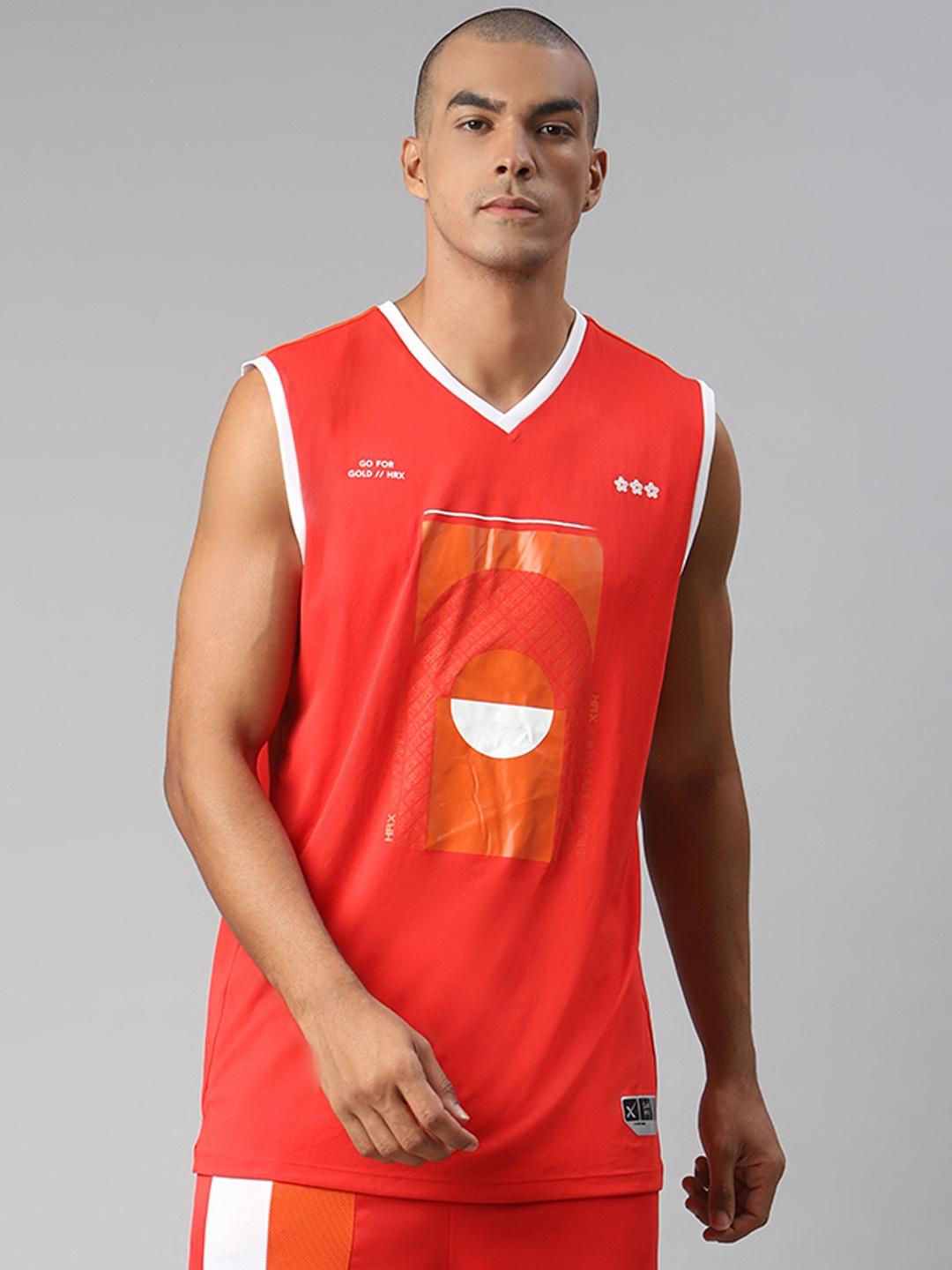 HRX By Hrithik Roshan Men High Risk Red Graphic Anti-Static Rapid-Dry Basketball T-shirt
HRX By Hrithik Roshan Men High Risk Red Graphic Anti-Static Rapid-Dry Basketball T-shirt