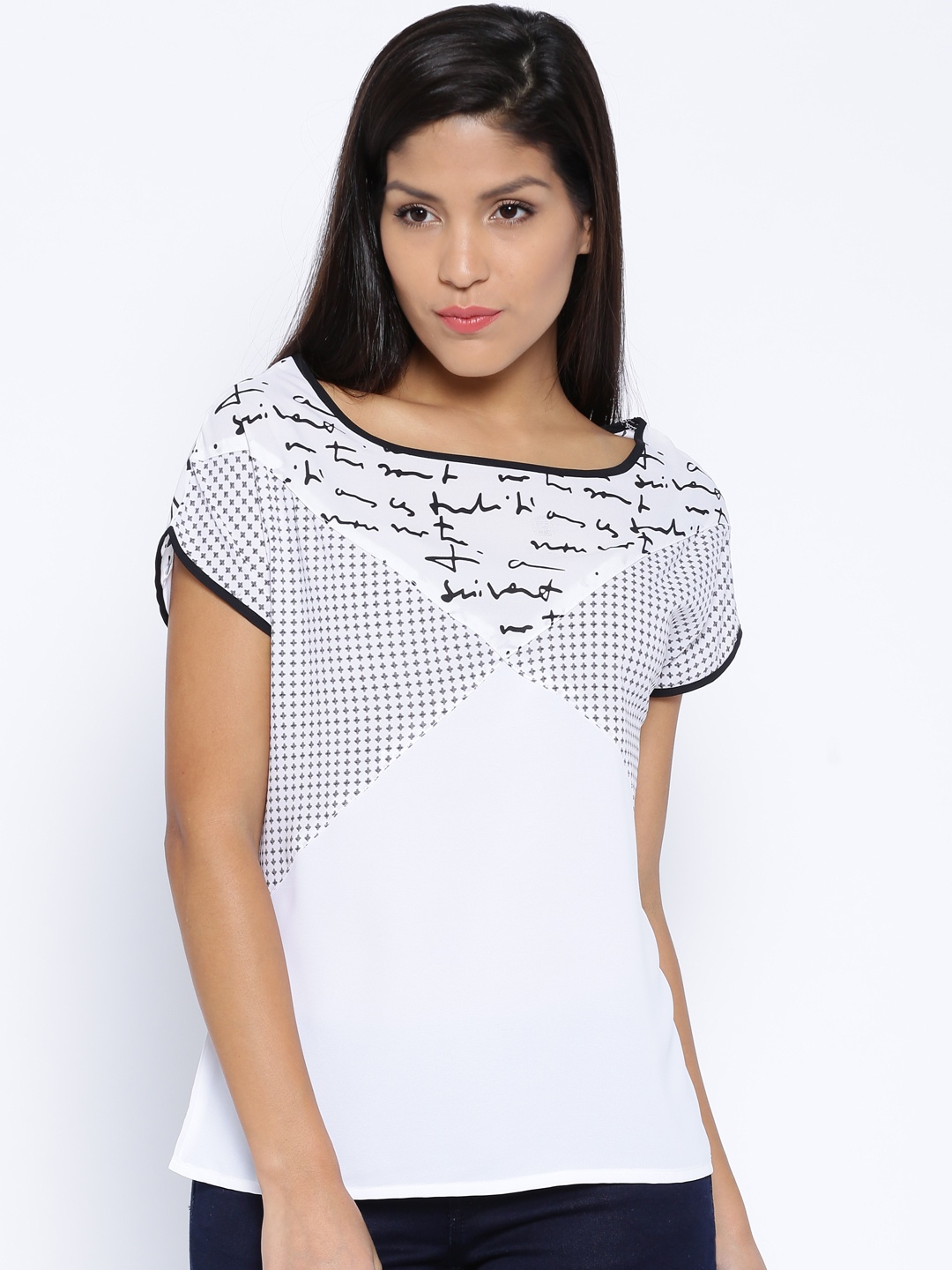 Tokyo Talkies White Printed Top