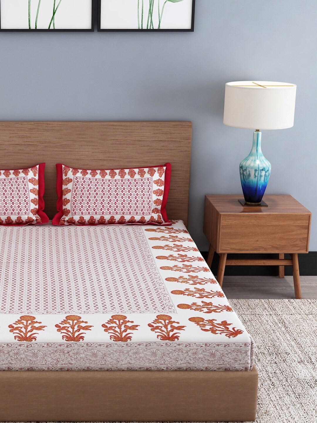 Gulaab Jaipur White & Maroon Ethnic Motifs 400 TC Cotton 1 King Bedsheet with 2 Pillow Covers
Gulaab Jaipur White & Maroon Ethnic Motifs 400 TC Cotton 1 King Bedsheet with 2 Pillow Covers