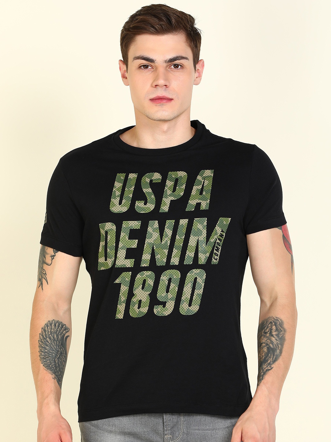 U.S. Polo Assn. Denim Co. Men Black Olive Green Pure Cotton Brand Logo Printed Pure Cotton T-shirt
U.S. Polo Assn. Denim Co. Men Black Olive Green Pure Cotton Brand Logo Printed Pure Cotton T-shirt