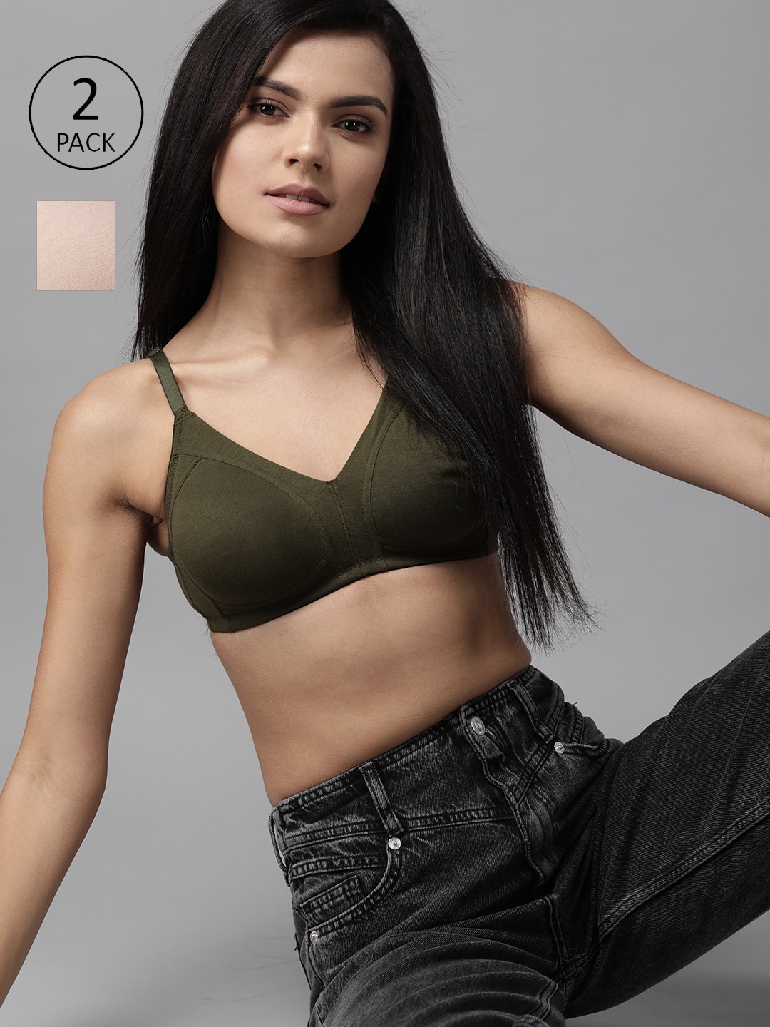 Roadster Women Pack of 2 Solid Non-Wired Non Padded T-shirt Bra RDST-BRA-MFR-01, Olive
Roadster Women Pack of 2 Solid Non-Wired Non Padded T-shirt Bra RDST-BRA-MFR-01, Olive