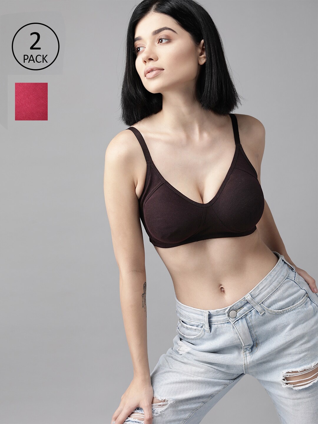 Roadster Women Pack Of 2 Solid Non-Wired Non Padded T-shirt Bra RDST-BRA-SSP-01, Maroon
Roadster Women Pack Of 2 Solid Non-Wired Non Padded T-shirt Bra RDST-BRA-SSP-01, Maroon