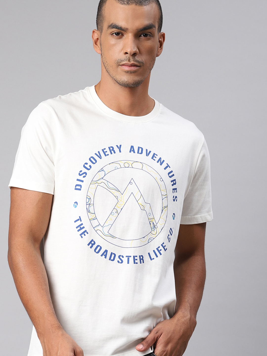 Roadster x Discovery Adventures Men White & Blue Cotton T-shirt with Anti Microbial Finish
Roadster x Discovery Adventures Men White & Blue Cotton T-shirt with Anti Microbial Finish