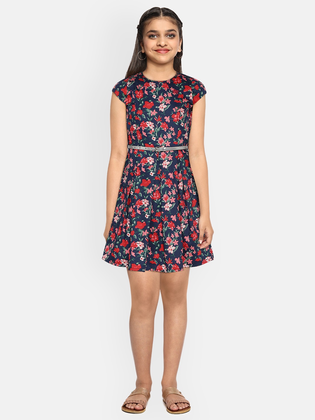 Allen Solly Junior Girls Navy Blue & Pink Floral Print Cotton Fit & Flare Dress with Belt
Allen Solly Junior Girls Navy Blue & Pink Floral Print Cotton Fit & Flare Dress with Belt