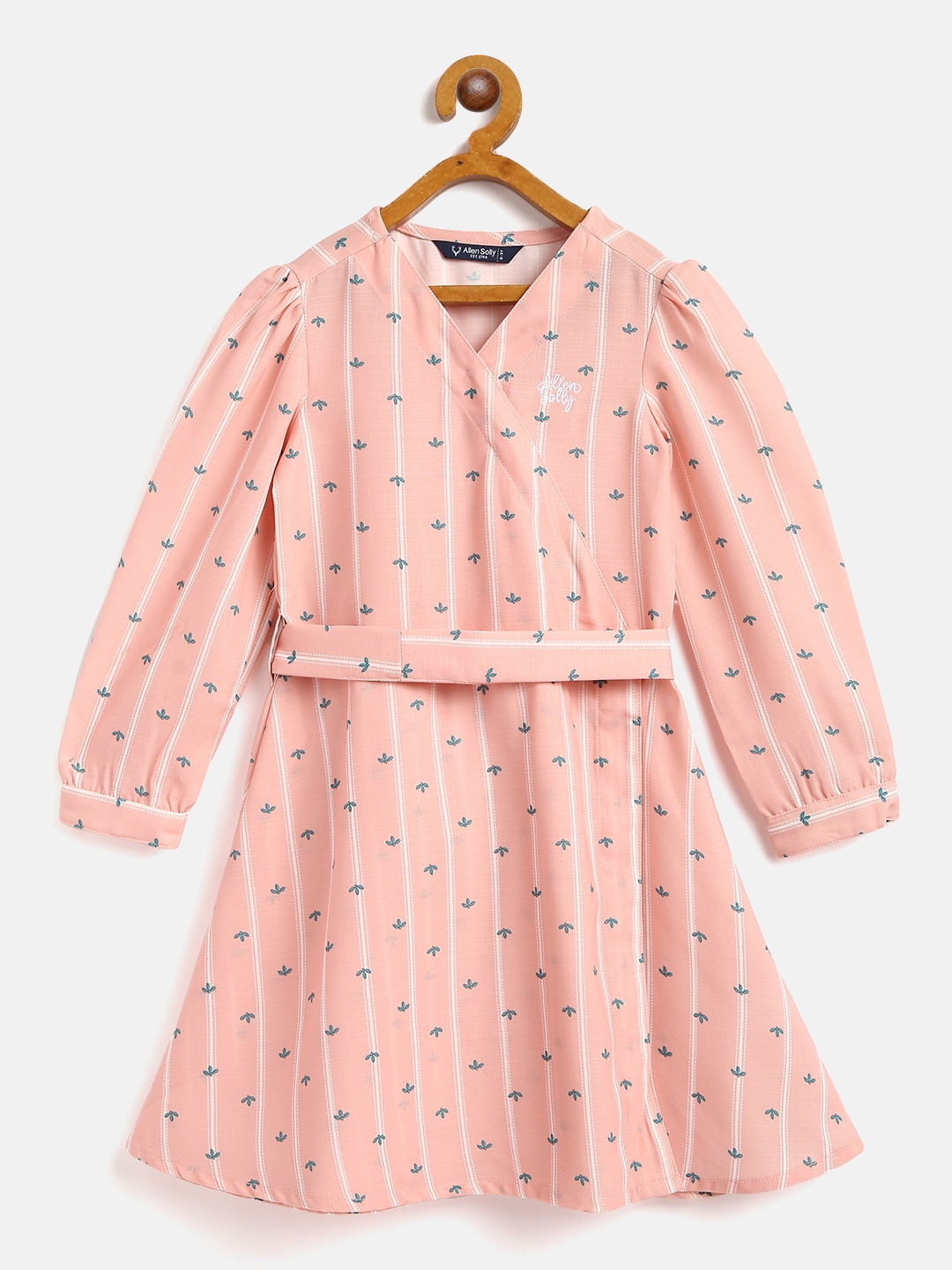 Allen Solly Junior Girls Peach-Coloured & White Striped Leaf Print Wrap Dress with Belt
Allen Solly Junior Girls Peach-Coloured & White Striped Leaf Print Wrap Dress with Belt