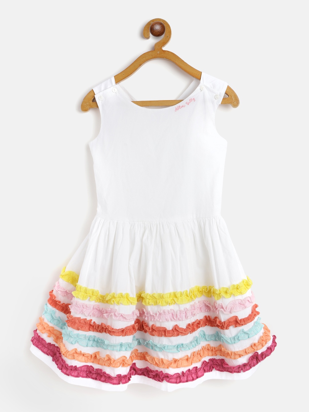 Allen Solly Junior Girls White & Yellow Striped Cotton Fit and Flare Dress with Frills
Allen Solly Junior Girls White & Yellow Striped Cotton Fit and Flare Dress with Frills