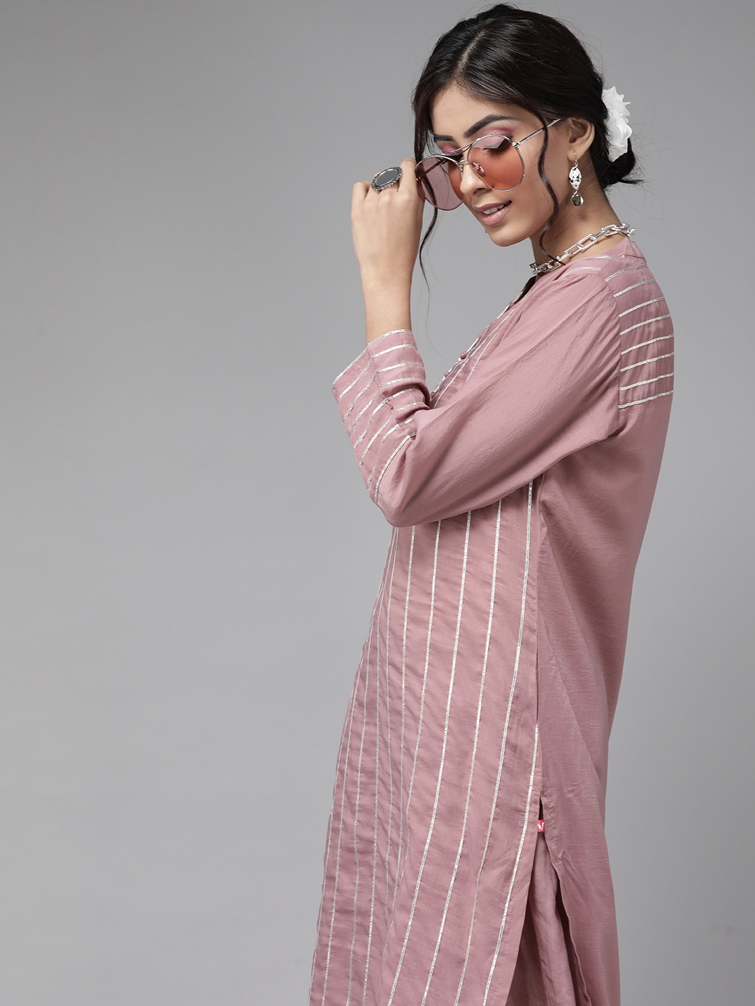 Varanga Classic Mauve Striped Kurta Set