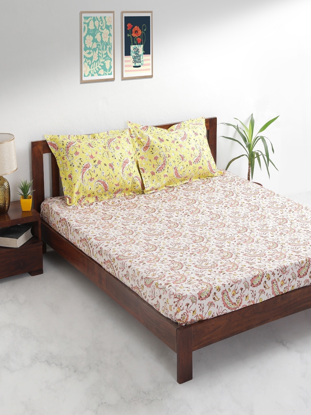 Chumbak Pink & Yellow Ethnic Motifs 180 TC Cotton 1 Queen Bedsheet with 2 Pillow Covers
Chumbak Pink & Yellow Ethnic Motifs 180 TC Cotton 1 Queen Bedsheet with 2 Pillow Covers