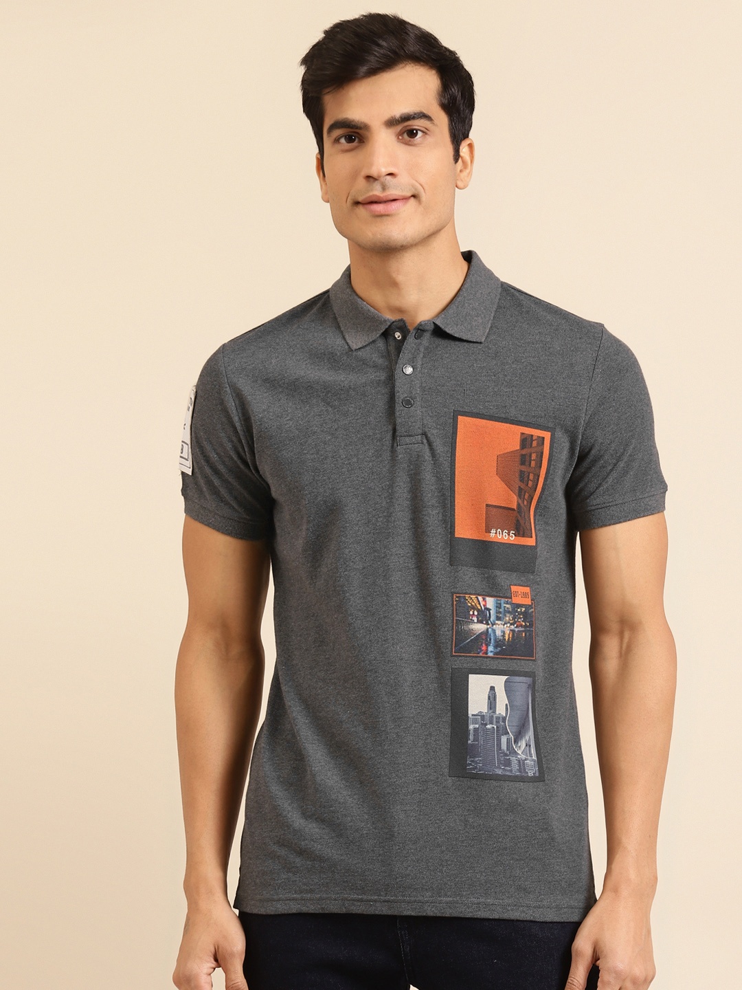 United Colors of Benetton Men Charcoal Grey Printed Pure Cotton Polo Collar Pure Cotton T-shirt
United Colors of Benetton Men Charcoal Grey Printed Pure Cotton Polo Collar Pure Cotton T-shirt