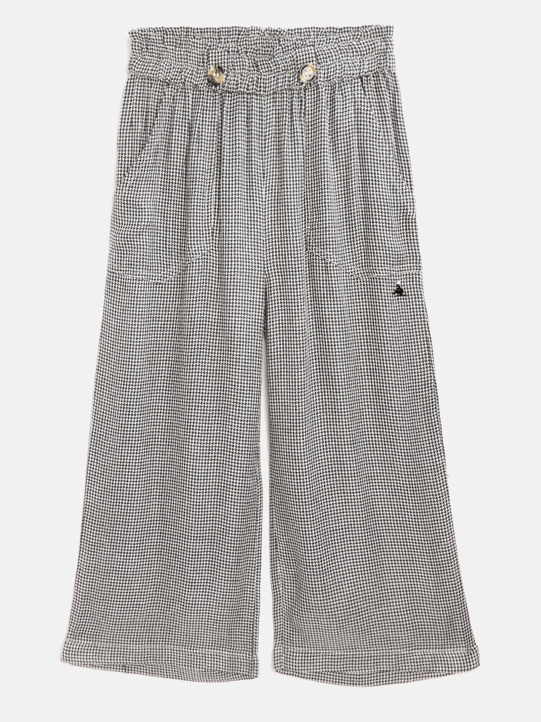 Cherry Crumble Girls White & Black Cotton Loose Fit Houndstooth Patterned Parallel Trouser
Cherry Crumble Girls White & Black Cotton Loose Fit Houndstooth Patterned Parallel Trouser