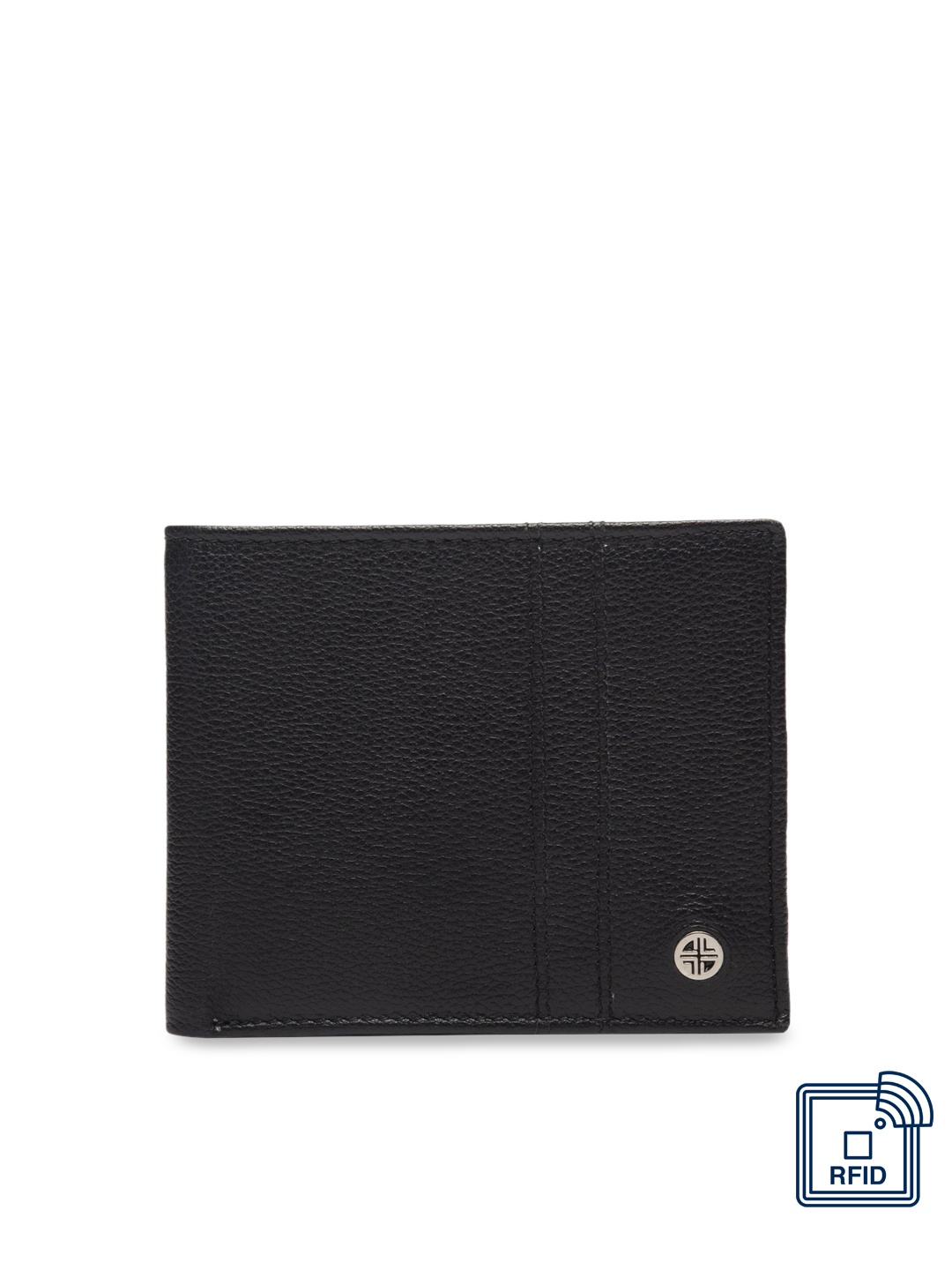 Carlton London Men Black RFID Textured Leather Two Fold Wallet