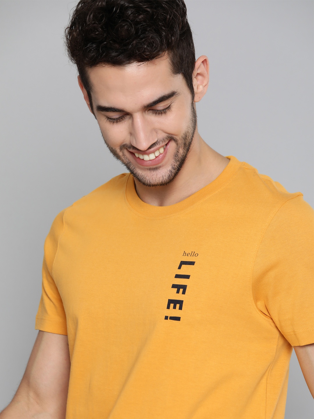 MH Easy Men Mustard Yellow Solid Round Neck Pure Cotton T-shirt With Printed Detail
MH Easy Men Mustard Yellow Solid Round Neck Pure Cotton T-shirt With Printed Detail