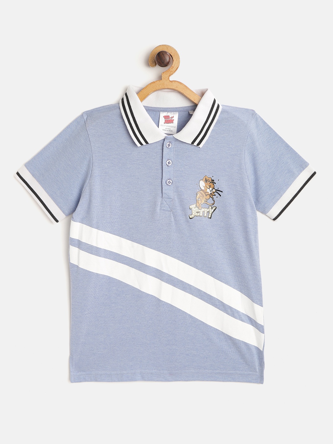 toothless Tom Jerry Boys Blue Melange White Striped Pure Cotton Polo Collar Pure Cotton T-shirt
toothless Tom Jerry Boys Blue Melange White Striped Pure Cotton Polo Collar Pure Cotton T-shirt