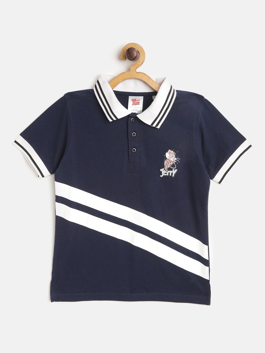 toothless Tom Jerry Boys Navy Blue White Pure Cotton Striped Polo Collar Pure Cotton T-shirt
toothless Tom Jerry Boys Navy Blue White Pure Cotton Striped Polo Collar Pure Cotton T-shirt
