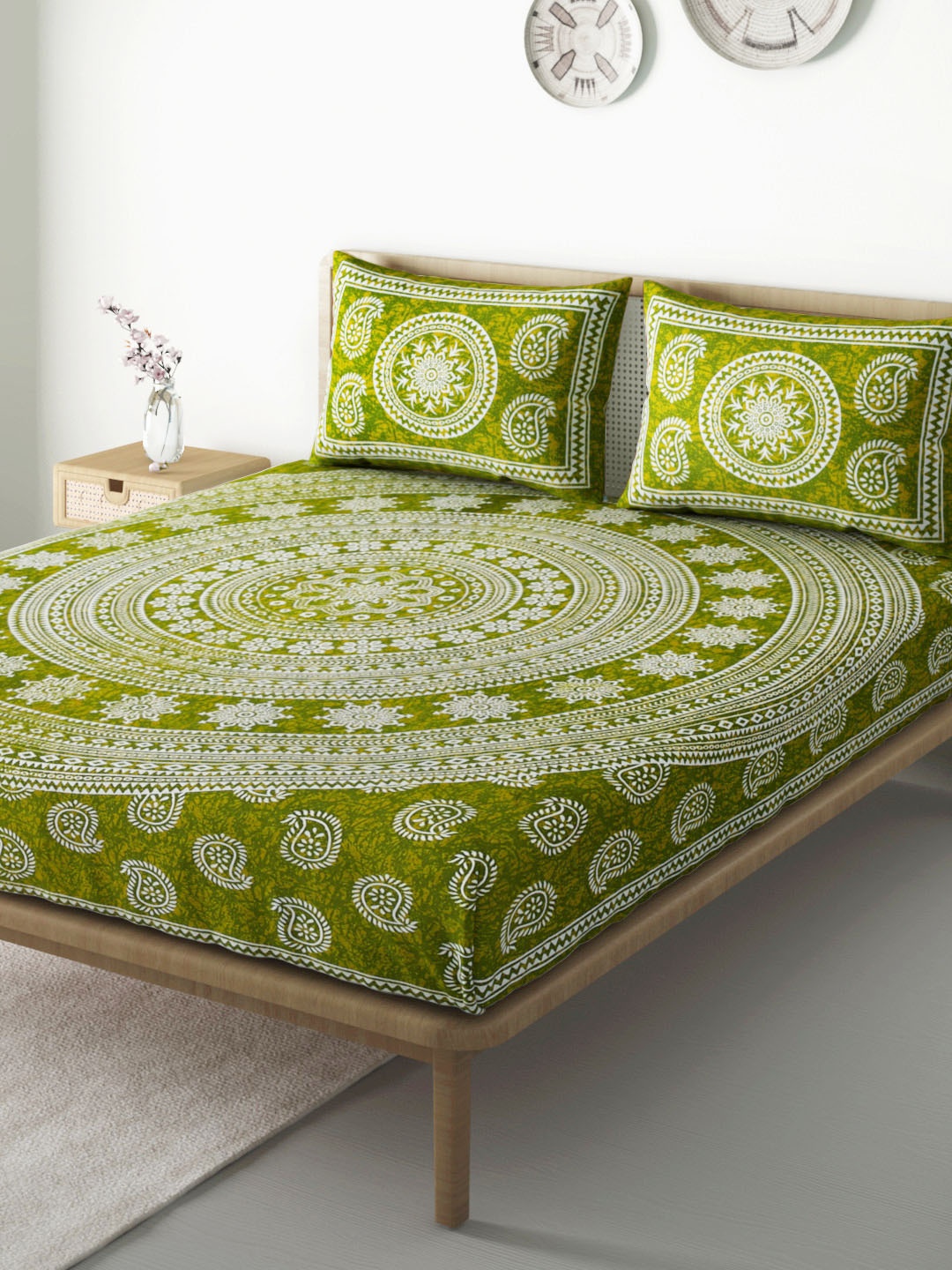 Aura Lime Green & White Printed 104 TC 110 GSM Cotton Queen Bedsheet with Pillow Covers
Aura Lime Green & White Printed 104 TC 110 GSM Cotton Queen Bedsheet with Pillow Covers