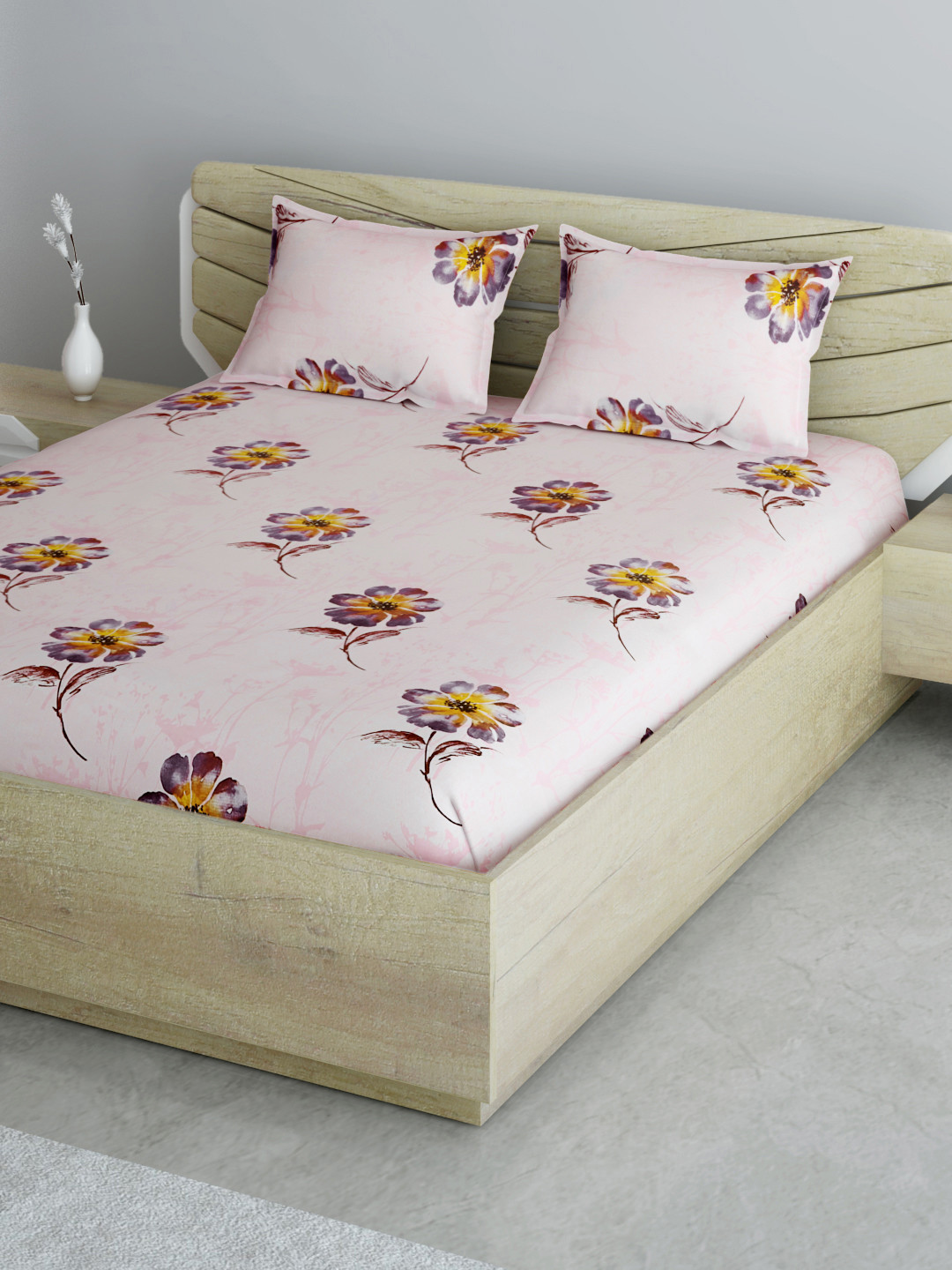 Aura Pink & Mustard Floral 144 TC 120 GSM Cotton 1 Queen Bedsheet with 2 Pillow Covers
Aura Pink & Mustard Floral 144 TC 120 GSM Cotton 1 Queen Bedsheet with 2 Pillow Covers