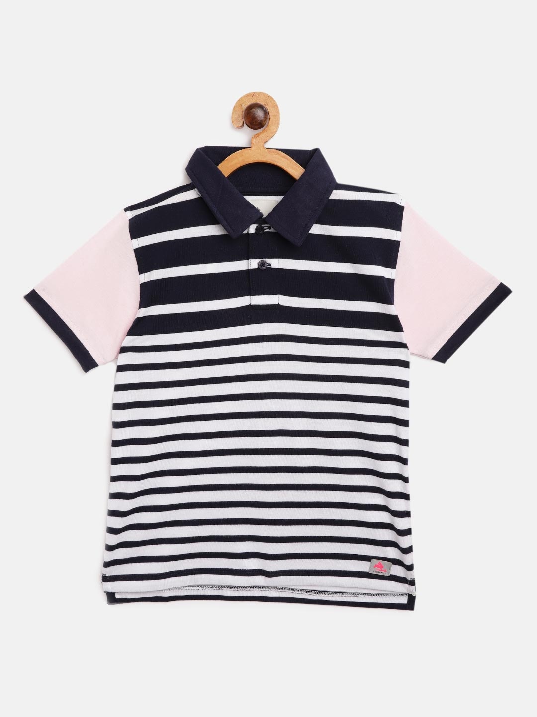 Cherry Crumble Boys Navy Blue & White Variegated Nautical Stripe Polo Collar T-shirt
Cherry Crumble Boys Navy Blue & White Variegated Nautical Stripe Polo Collar T-shirt