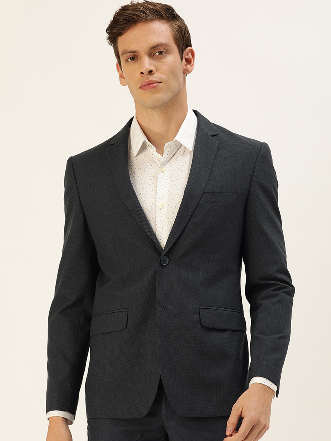 Peter England Men Navy Houndstooth Self-Design Neo Slim Fit Single-Breasted Formal Blazer, Navy blue
Peter England Men Navy Houndstooth Self-Design Neo Slim Fit Single-Breasted Formal Blazer, Navy blue