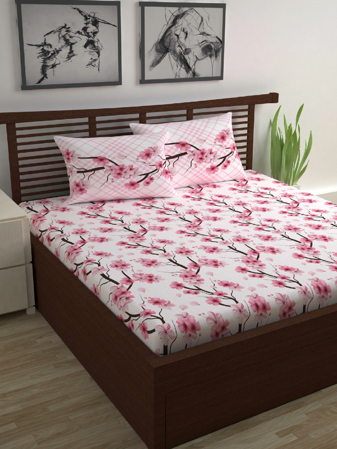 Divine Casa Pink & White Floral 120 TC Double Bedsheet with 2 Pillow Covers 
Divine Casa Pink & White Floral 120 TC Double Bedsheet with 2 Pillow Covers