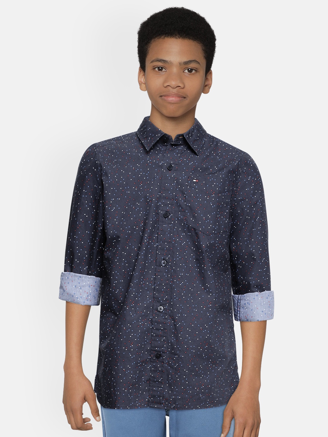 Tommy Hilfiger Boys Navy Blue Regular Fit Printed KB LS GREG Pure Cotton Casual Shirt
Tommy Hilfiger Boys Navy Blue Regular Fit Printed KB LS GREG Pure Cotton Casual Shirt