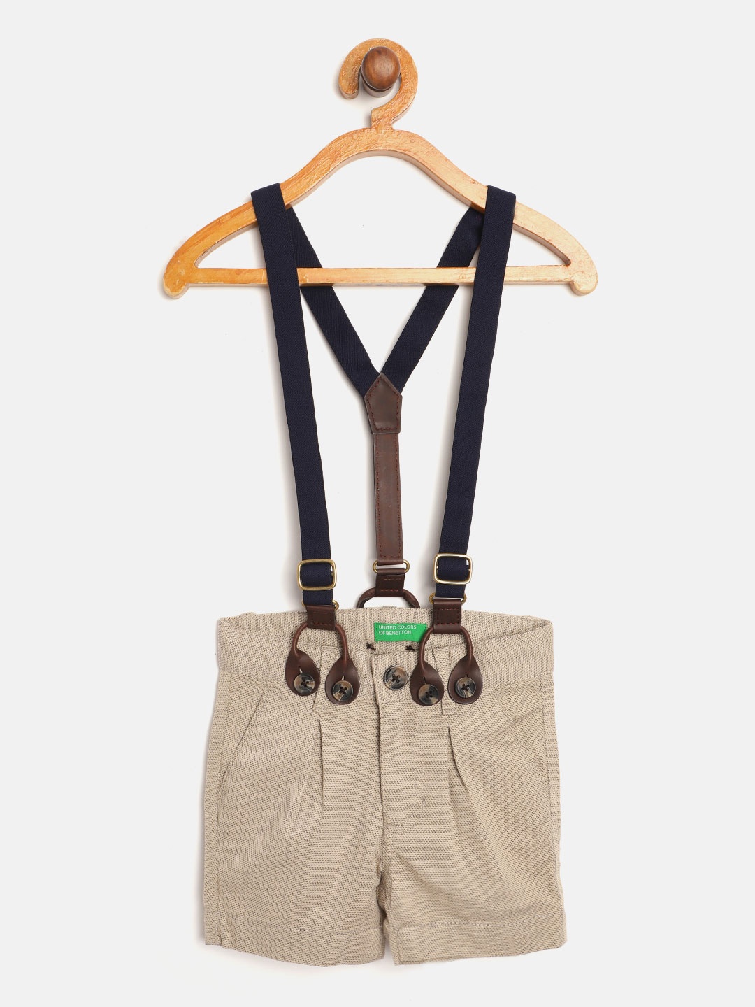 United Colors of Benetton Boys Beige & Black Self Design Pure Cotton Shorts & Suspenders
United Colors of Benetton Boys Beige & Black Self Design Pure Cotton Shorts & Suspenders