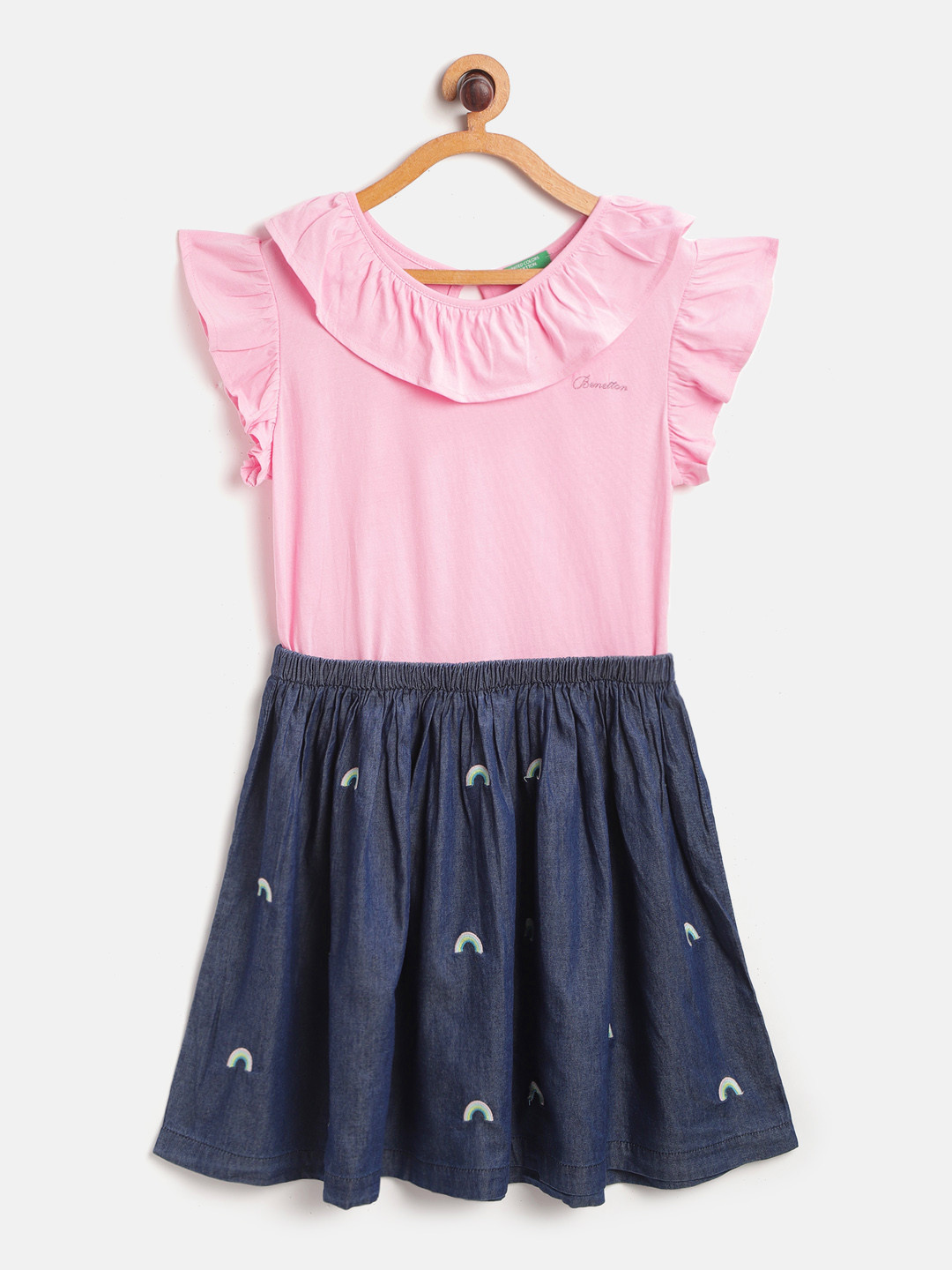 United Colors of Benetton Girls Pink & Navy Blue Cotton Embroidered Fit & Flare Dress
United Colors of Benetton Girls Pink & Navy Blue Cotton Embroidered Fit & Flare Dress