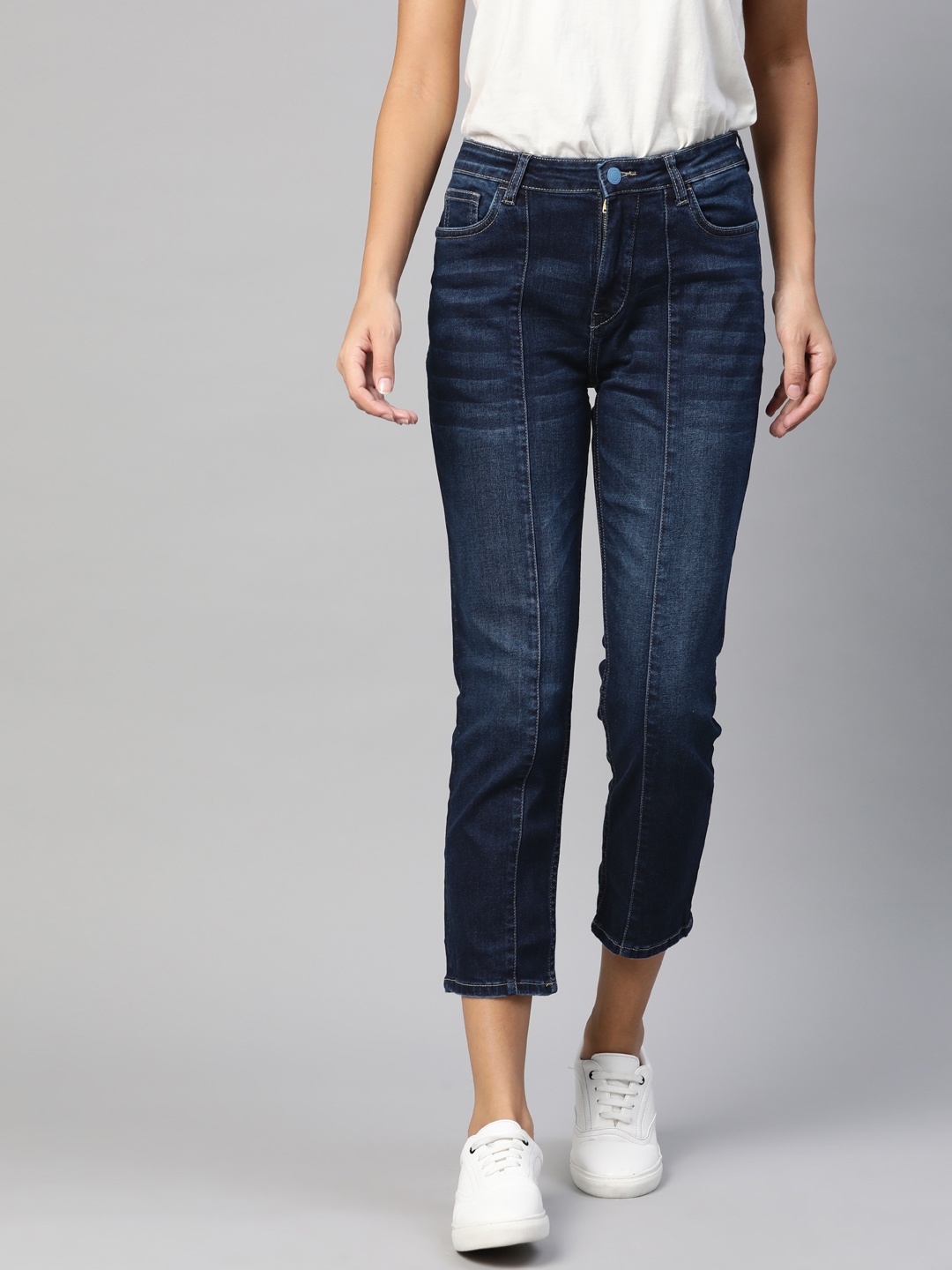 Mast & Harbour Women Navy Blue Straight Fit Light Fade Stretchable Cropped Jeans
Mast & Harbour Women Navy Blue Straight Fit Light Fade Stretchable Cropped Jeans