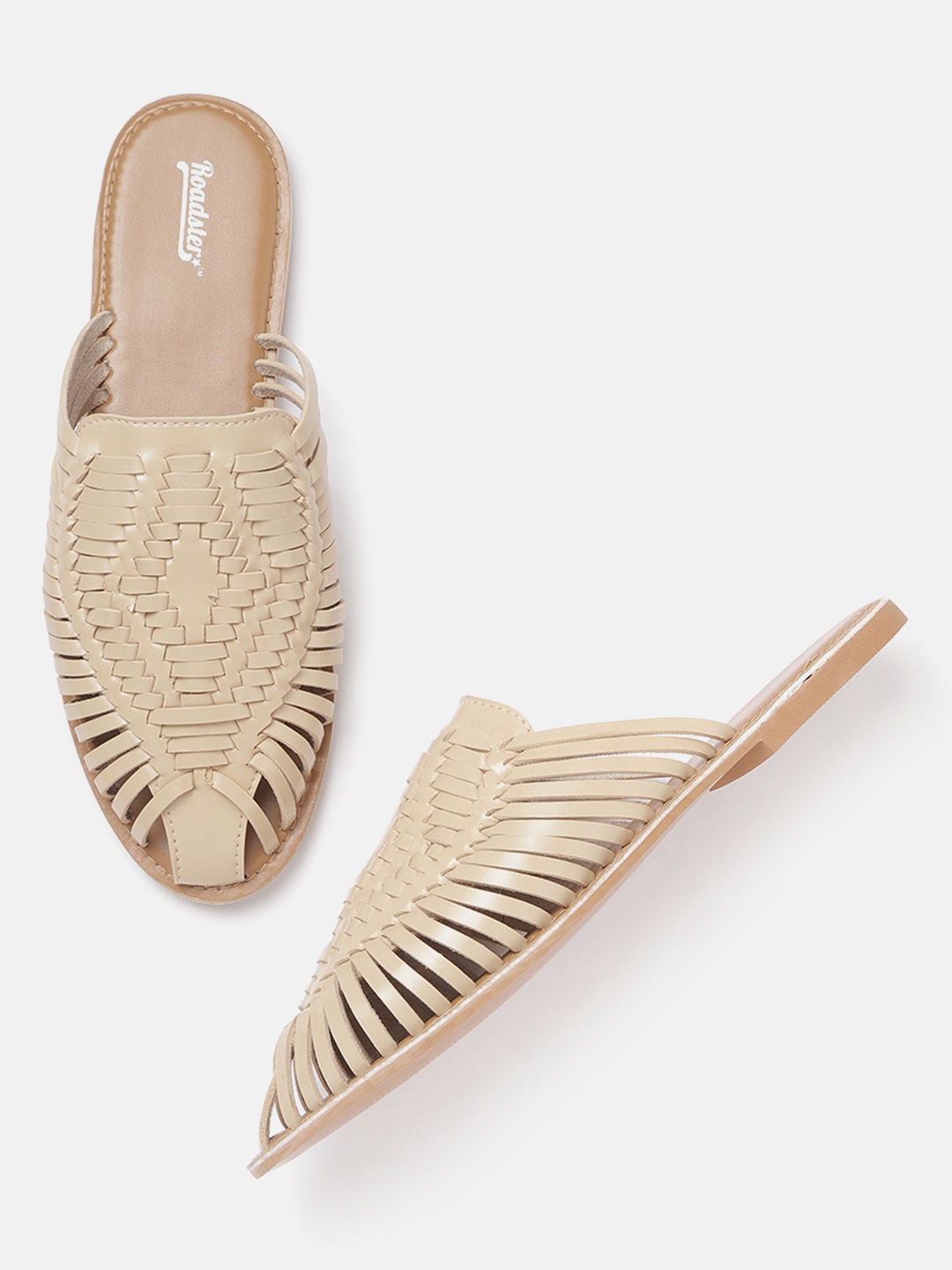 Roadster Women Beige Braided Mules
