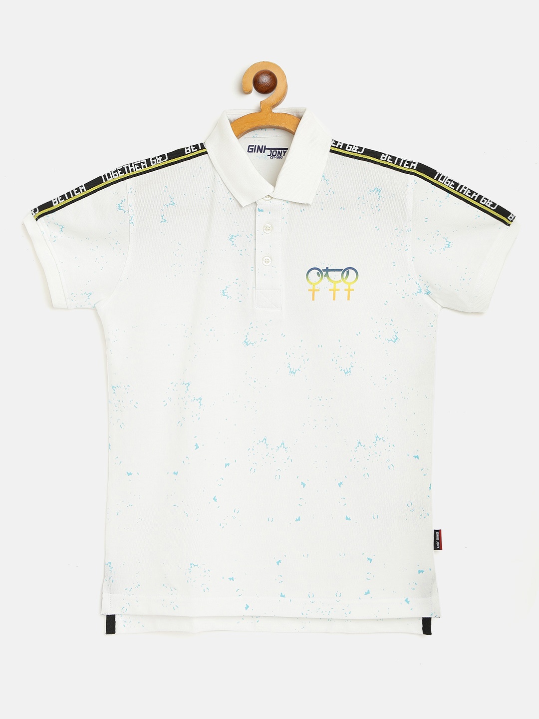 Gini and Jony Boys White Abstract Print Cotton Polo Collar T-shirt with Side Taping Detail
Gini and Jony Boys White Abstract Print Cotton Polo Collar T-shirt with Side Taping Detail