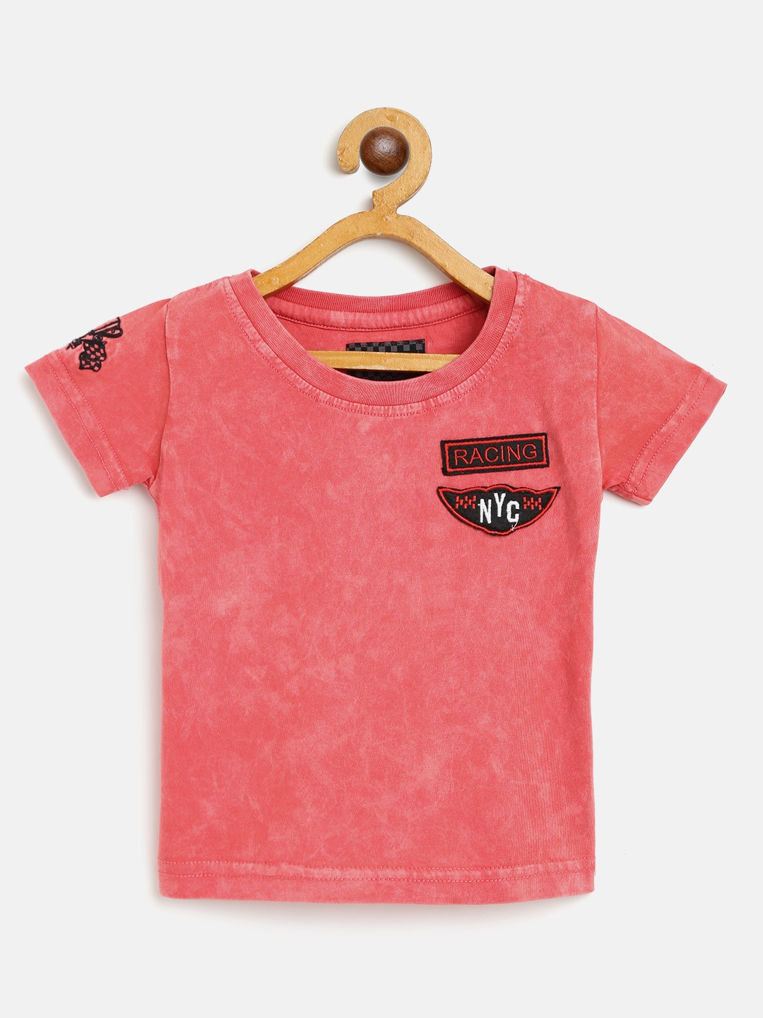 Gini and Jony Boys Coral Red Tie Dye Round Neck Pure Cotton T-shirt with Applique Detail
Gini and Jony Boys Coral Red Tie Dye Round Neck Pure Cotton T-shirt with Applique Detail