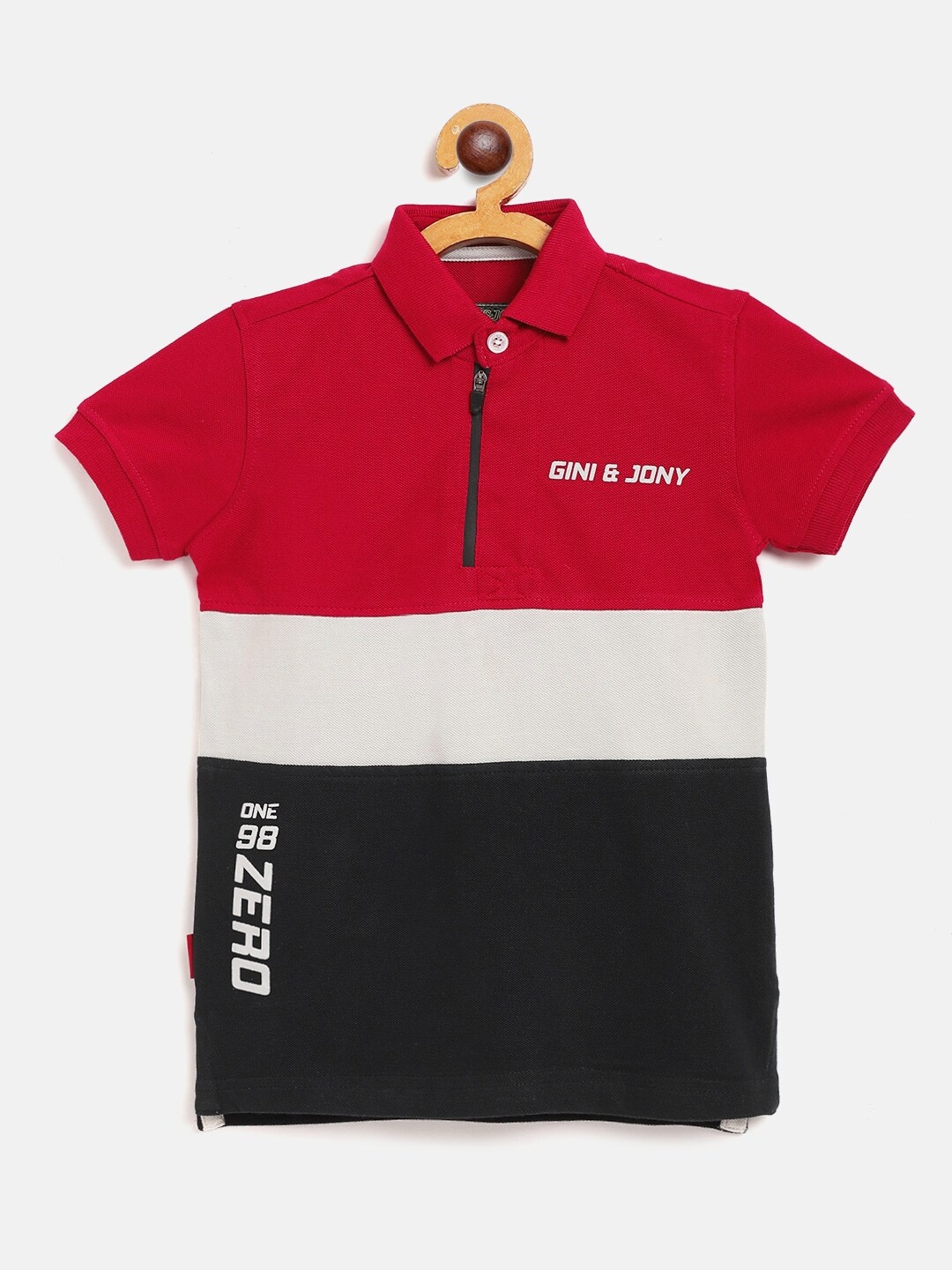 Gini and Jony Boys Red Off-White Colourblocked Pure Cotton Polo Collar Pure Cotton T-shirt
Gini and Jony Boys Red Off-White Colourblocked Pure Cotton Polo Collar Pure Cotton T-shirt