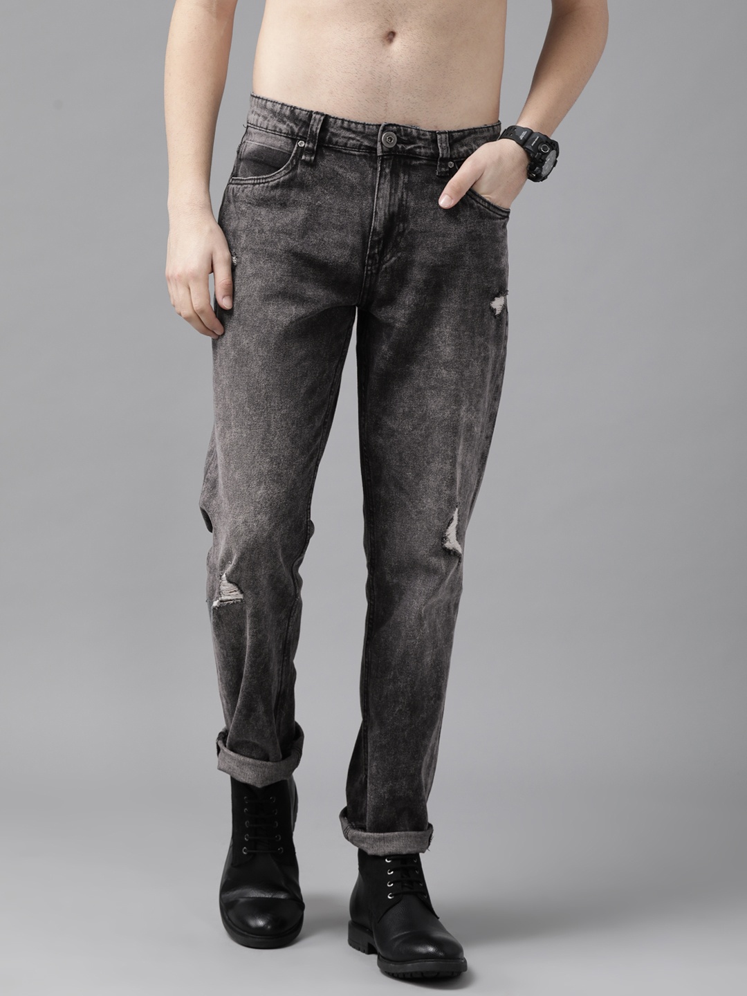 Roadster Men Charcoal Grey Slim Tapered Fit Low Distress Light Fade Stretchable Jeans
Roadster Men Charcoal Grey Slim Tapered Fit Low Distress Light Fade Stretchable Jeans