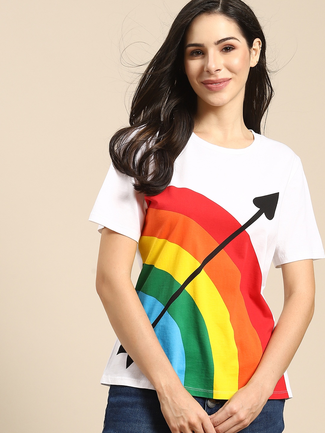 United Colors of Benetton Women White & Red Pure Cotton Graphic Print Round Neck T-shirt
United Colors of Benetton Women White & Red Pure Cotton Graphic Print Round Neck T-shirt