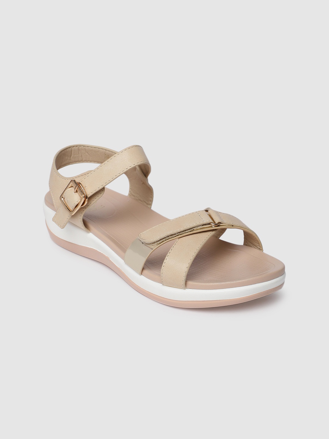 CERIZ Women Beige Open Toe Flats
