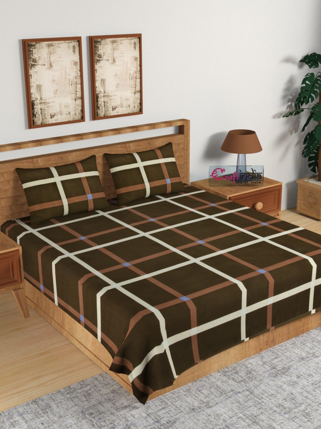 eCraftIndia Brown & White Geometric 140 TC Cotton 1 King Bedsheet with 2 Pillow Covers
eCraftIndia Brown & White Geometric 140 TC Cotton 1 King Bedsheet with 2 Pillow Covers
