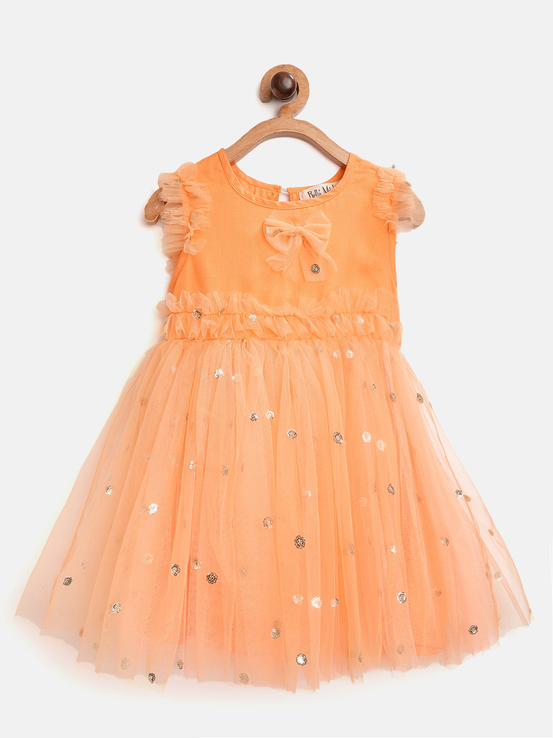 Bella Moda Girls Orange & Golden Embellished Fit and Flare Dress with Bow Detail
Bella Moda Girls Orange & Golden Embellished Fit and Flare Dress with Bow Detail