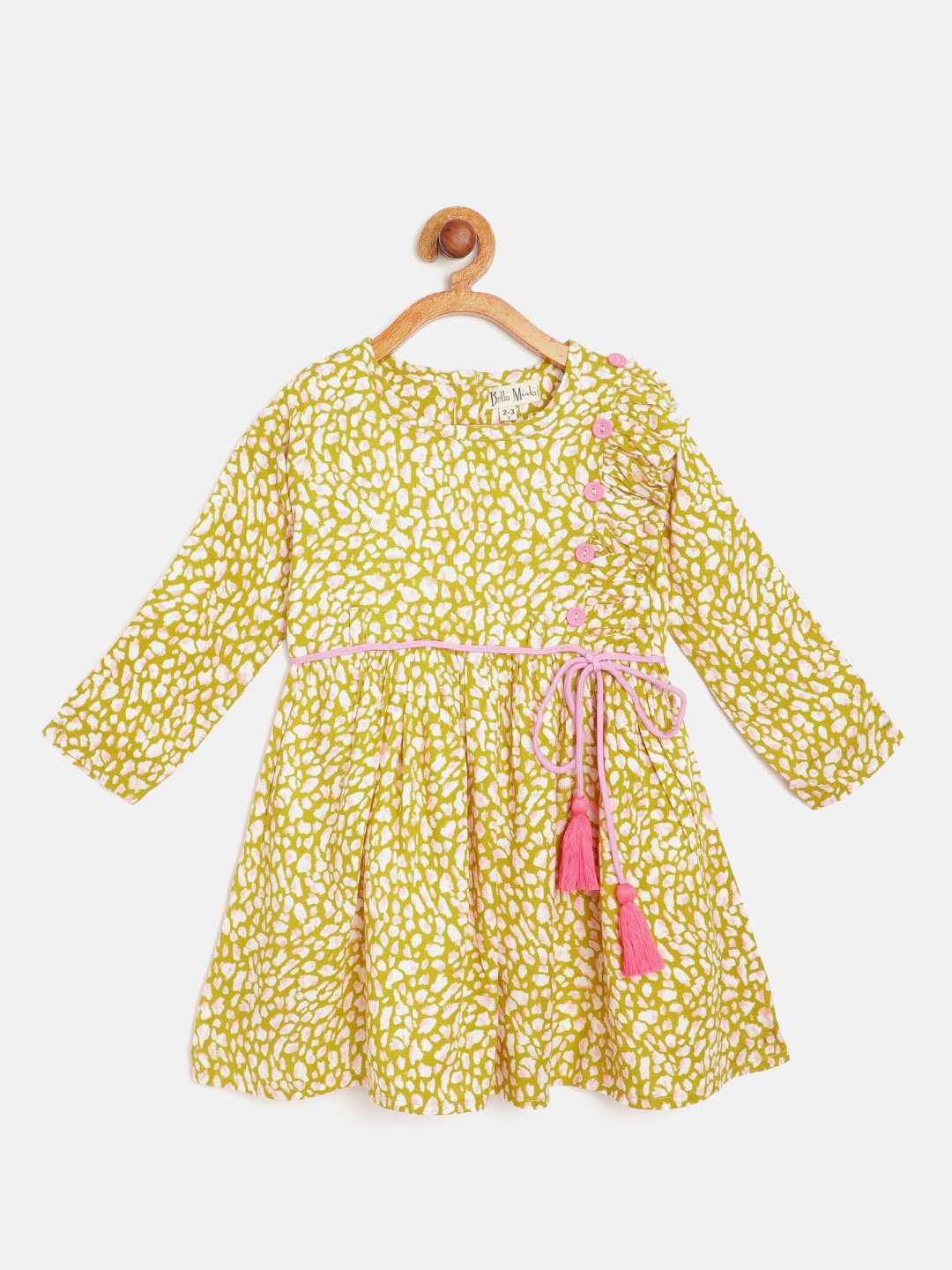 Bella Moda Girls Mustard Yellow & White Abstract Print Fit and Flare Dress with Tie-ups
Bella Moda Girls Mustard Yellow & White Abstract Print Fit and Flare Dress with Tie-ups